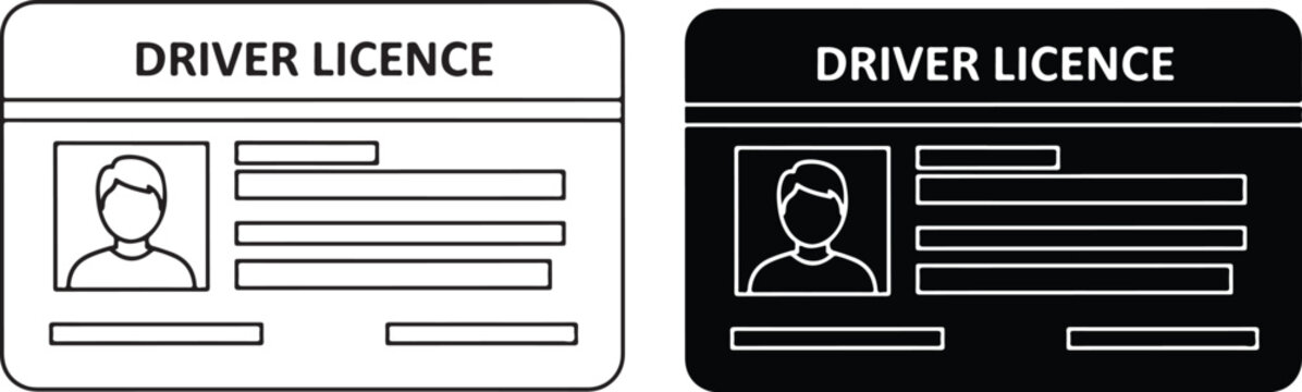 Driver licence cards in black and white colors