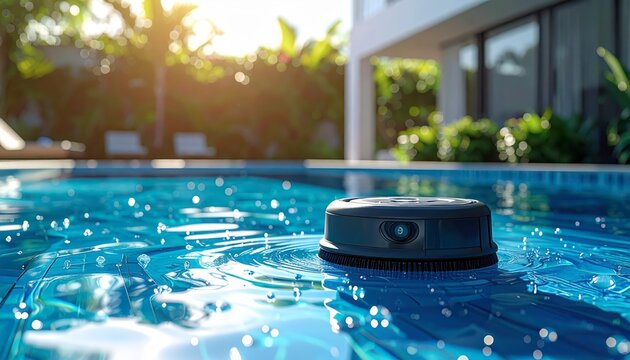 Automatic pool cleaner in swimming pool.