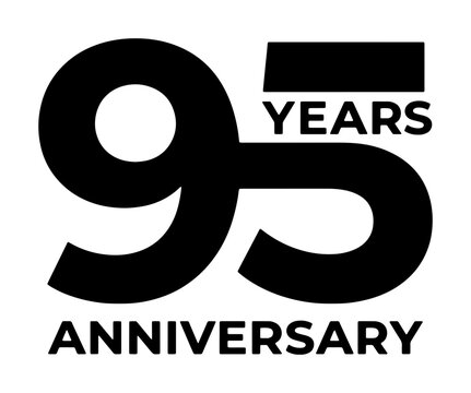 95 Years Anniversary Vector Icon, Ninety-Five Celebration Graphic, Milestone Event Symbol, Black and White Design Element
