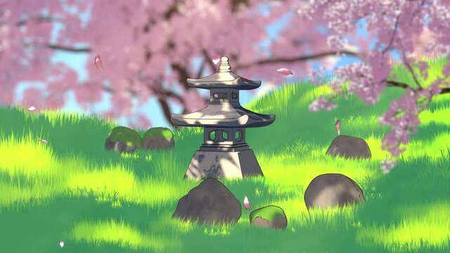 Japanese Lantern in the Spring Garden
