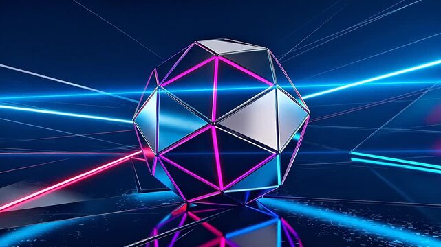 Geometric sphere with neon lines
