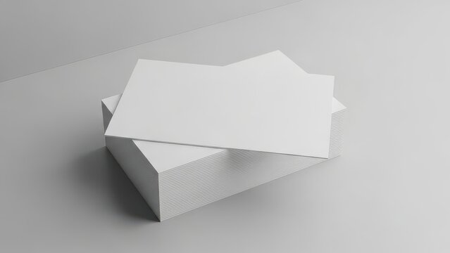 Stack of blank white cards on gray background, mockup template