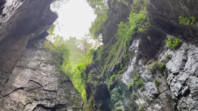 Hidden Waterfall Between Rocky Cliffs in Malsa, Abbottabad, Pakistan | Scenic Nature Footage