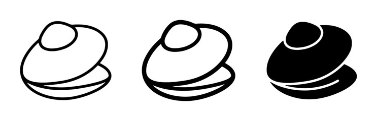 Oyster Icons Set, Seafood Vector Graphics, Marine Life Symbols, Black and White Clam Illustrations for Culinary and Nautical Designs © Tanvir