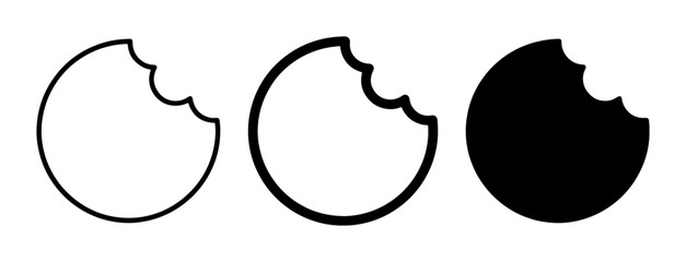 Bitten Cookie Icons, Circular Food Symbol, Sweet Treat Graphic, Minimalist Dessert Vector Art © Tanvir