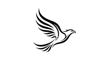 Fototapeta premium Stylized Soaring Eagle in Dynamic Black and White Illustration, Embodying Freedom, Strength, and Majestic Power for Branding and Design Projects