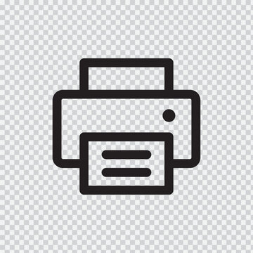 Printer icon a black line drawing on a transparent background for digital interface design