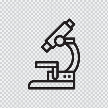 Microscope outline icon with a transparent background a simple black and white line drawing