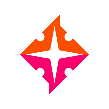 Colorful abstract diamond star logo design