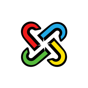 Colorful Interlocking Linked Shape Graphic Icon Design
