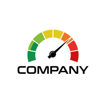 Colorful speedometer dial logo for performance company branding
