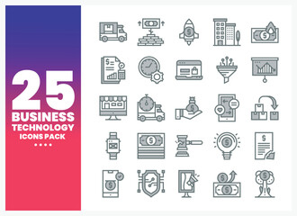 Fototapeta premium Business technology icons pack presented on a white background