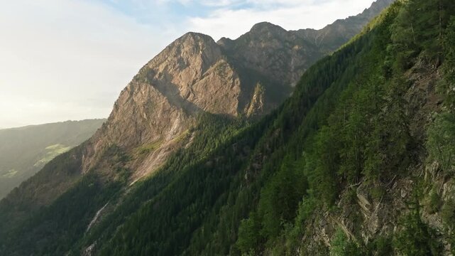 Drone panorama of the Tyrolean Alps with majestic mountain ridges dramatic rocky slopes pristine nature and spectacular tourism destination in Austria