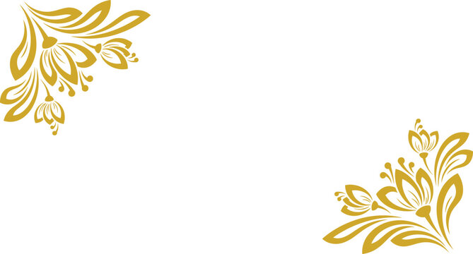 Elegant gold floral corner border design element for card or frame