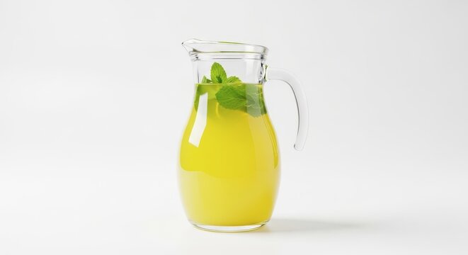 Fresh lemonade pitcher with mint.