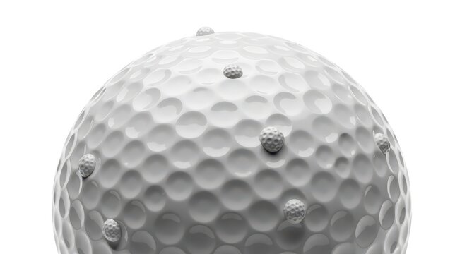 Golf ball close-up dimpled texture.