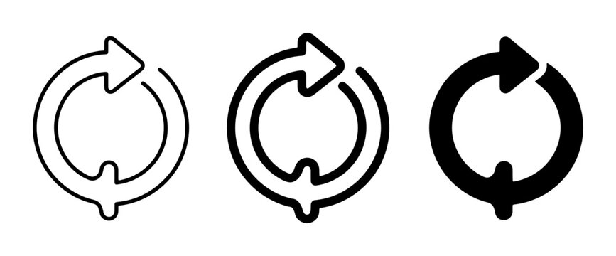 Circular Arrows Icon Set, Refresh Symbol Vector Graphics, Reload Loop UI Element