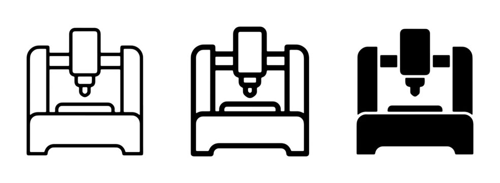 CNC Machine Icons, Industrial Automation Equipment, Precision Engineering Tools, Manufacturing Technology Symbols