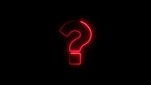 Question mark sign. Question mark icon. asking icon animation. neon line asking icon on background.  Message with a question mark with a neon saber effect. Neon glowing loop question mark icon..
