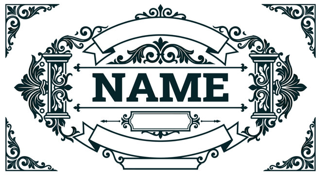 Retro pixel art name tag, vintage style banner frame, classic label design for branding