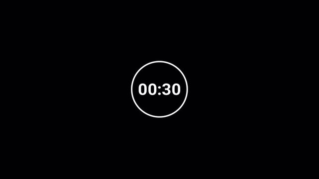 one minute count down timer,simple blavk background,count down from 60 seconds to 0 seconds.