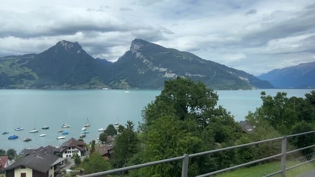 Train window view from Zurich to Interlaken, Switzerland