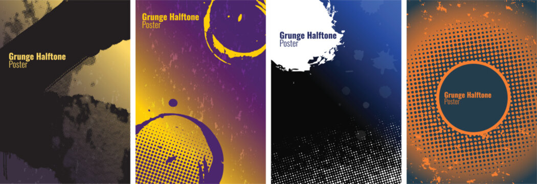 Set of four abstract grunge texture vector posters