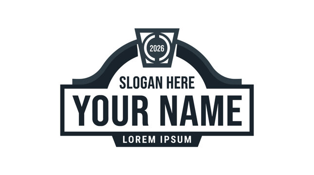 Pixel art style text logo placeholder with 'your name' and 'slogan here' for retro branding