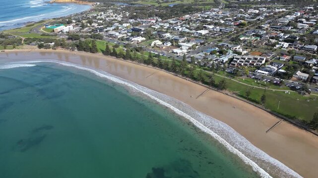 Torquay Australia from above near Bells Beach Lookout revealing beautiful coastal scenery Southern Ocean shoreline and tourism destination