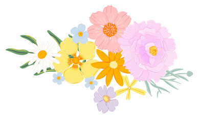 Obraz premium Pastel Wildflower Bouquet Clipart Vector Illustration for Floral and Botanical Designs