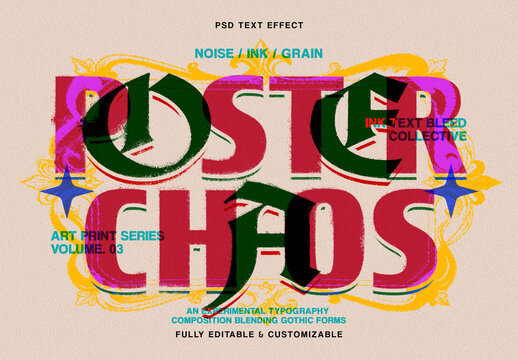 Experimental Gothic Stacked Text Effect