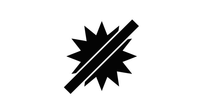 Vector illustration of no flash icon, forbidden sign over camera flash symbol on a transparent background