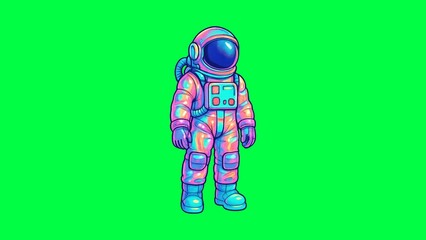 Fototapeta premium Colorful astronaut on green background