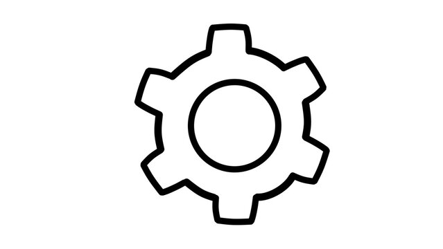 Simple black outline gear icon vector illustration on transparent background. Settings cogwheel symbol for web, app, or UI design.