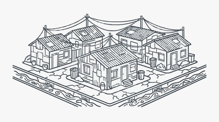 Detailed black and white line drawing of a Victorian house. © Brodin