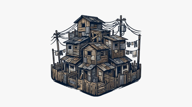 Detailed isometric illustration of a modern luxury house.