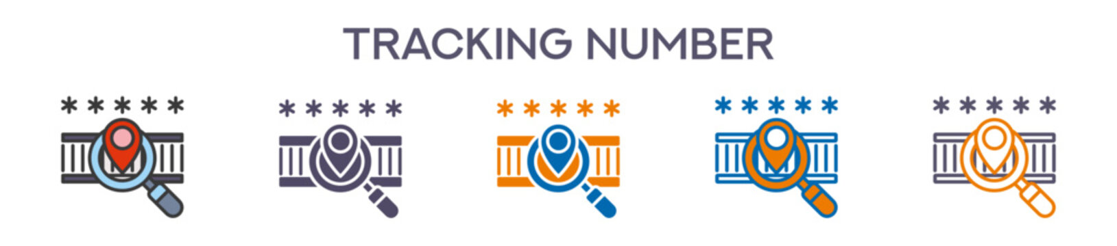 Tracking Number Element For Design Graphic - Multi Styles. Vector Illustration Of Two Colored And Black. Multiple Icons Designs Can Be Used For Mobile, Ui, Web 