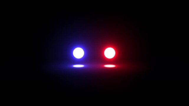On and off emergency alert lights flickering in the dark. Red and blue warning signals flash with a minimal abstract look. Emergency light animation conveys urgency and attention.