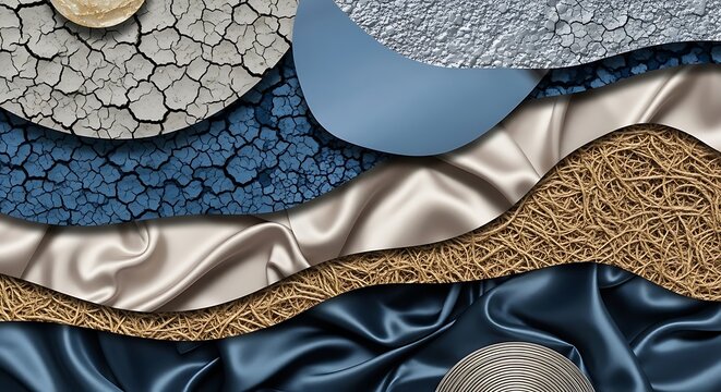 Close up of patterned fabric with metallic thread embroidery.