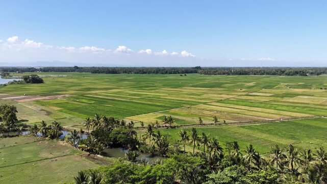 Aerial View of Expansive Patchwork Farmlands.