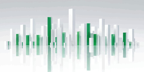 Fototapeta premium White and Green Financial Bar Chart with Investment Analytics and Economic Growth Visualization