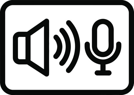 Black speaker and microphone icon with sound waves Vector