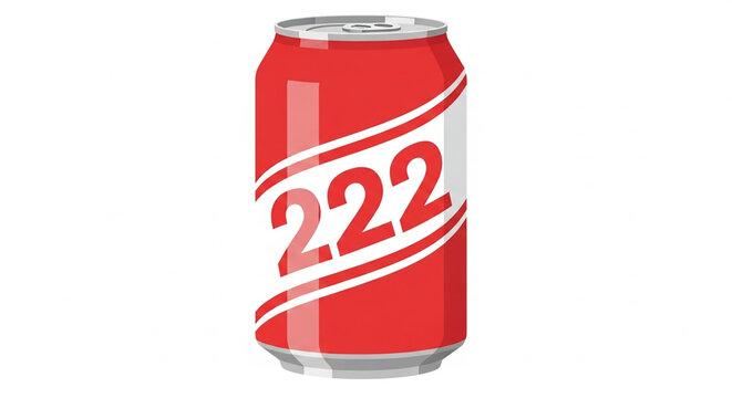 Illustration of Red Soda Can with Number 222 Design on White Background