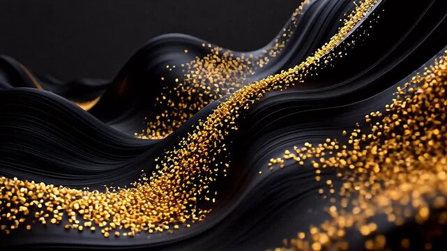 Abstract black and gold flowing design