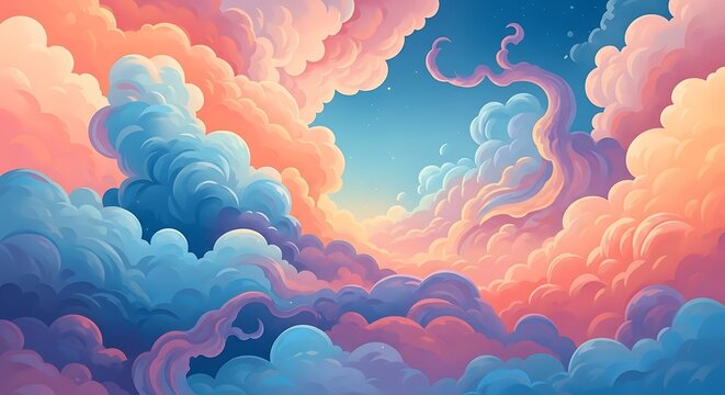 Vibrant abstract swirls of cosmic clouds in space.