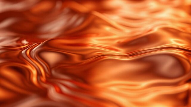 Rippling molten copper surface creates a luxurious and dynamic abstract background with gentle waves