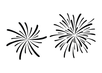 Fototapeta premium Black ink firework bursts with scattered sparks representing celebration festival holiday party event