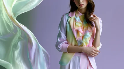 young stylish woman in pastel fashion, confident fashionable woman in trendy pastel outfit, cool modern woman showcasing pastel style © CROCOTHERY
