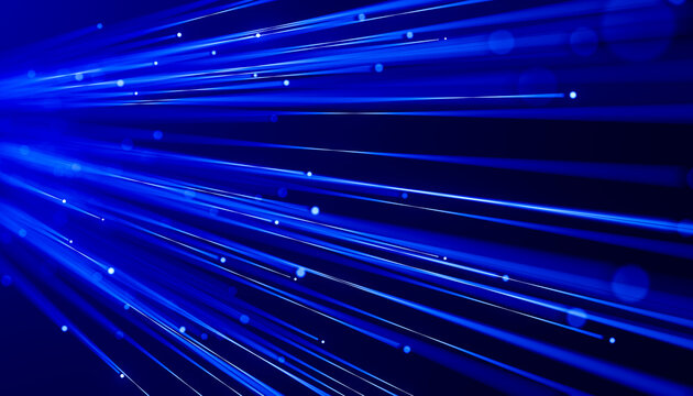 3D fiber data flow with horizontal light trails inside