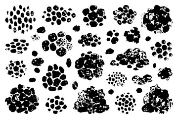 Fototapeta premium Black and white abstract paint blots on white background.